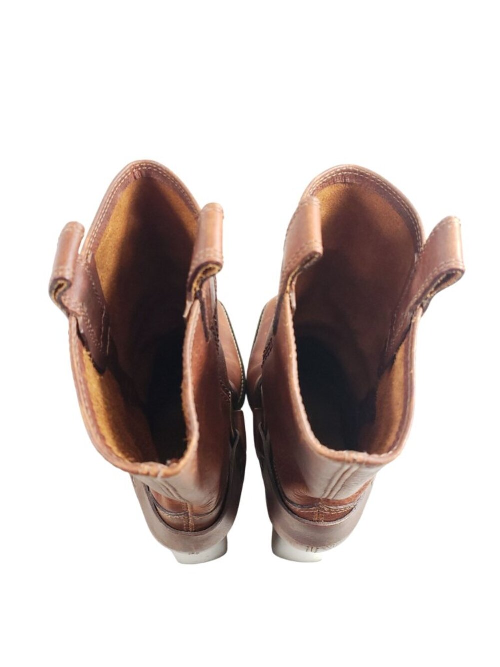 Michael Kors Womens Size 8.5 Brown Leather Harness Boots Block Heel Western Styl - Picture 7 of 9